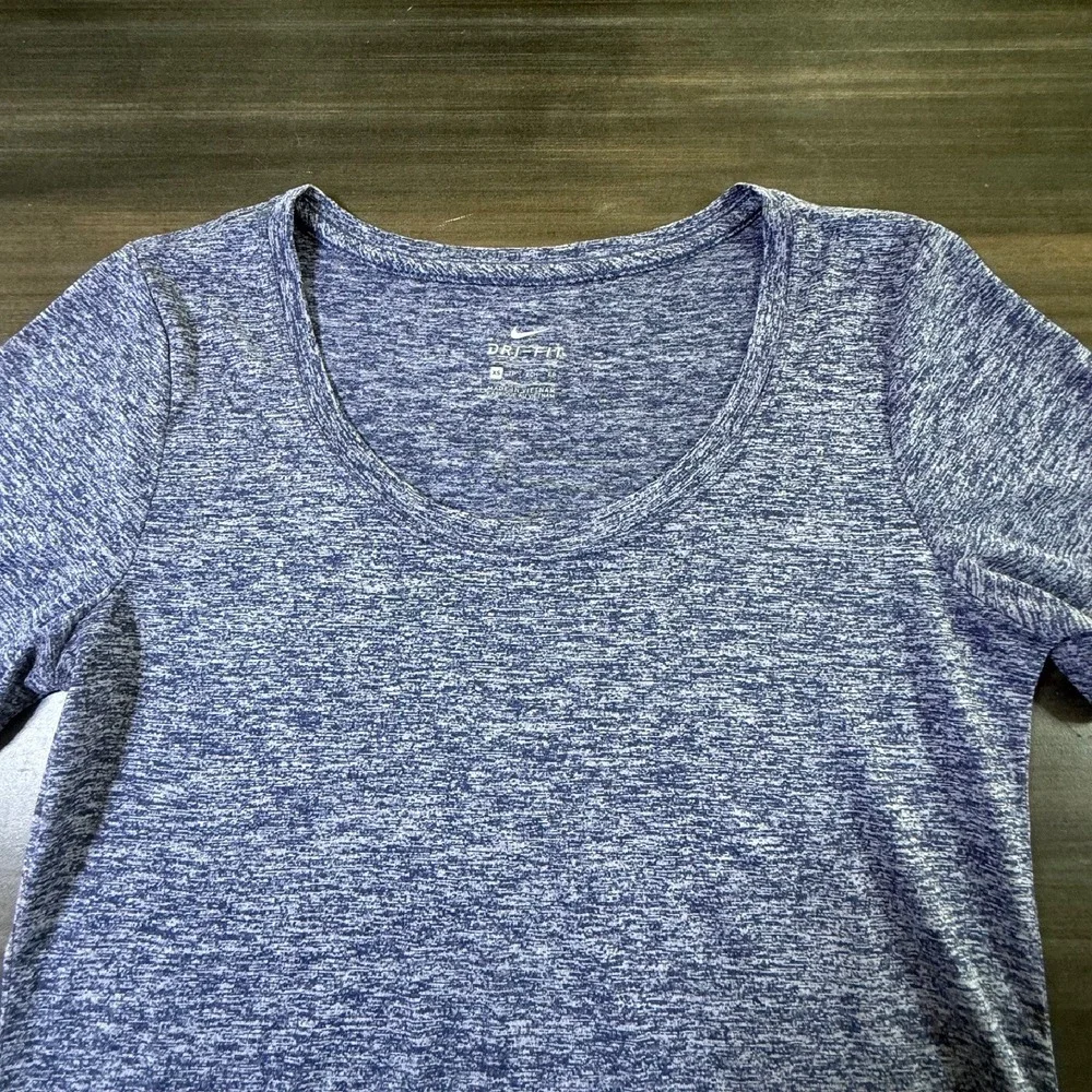 Nike Dri-FIT Activewear T-Shirt Heathered‎ Blue Running Gym XS